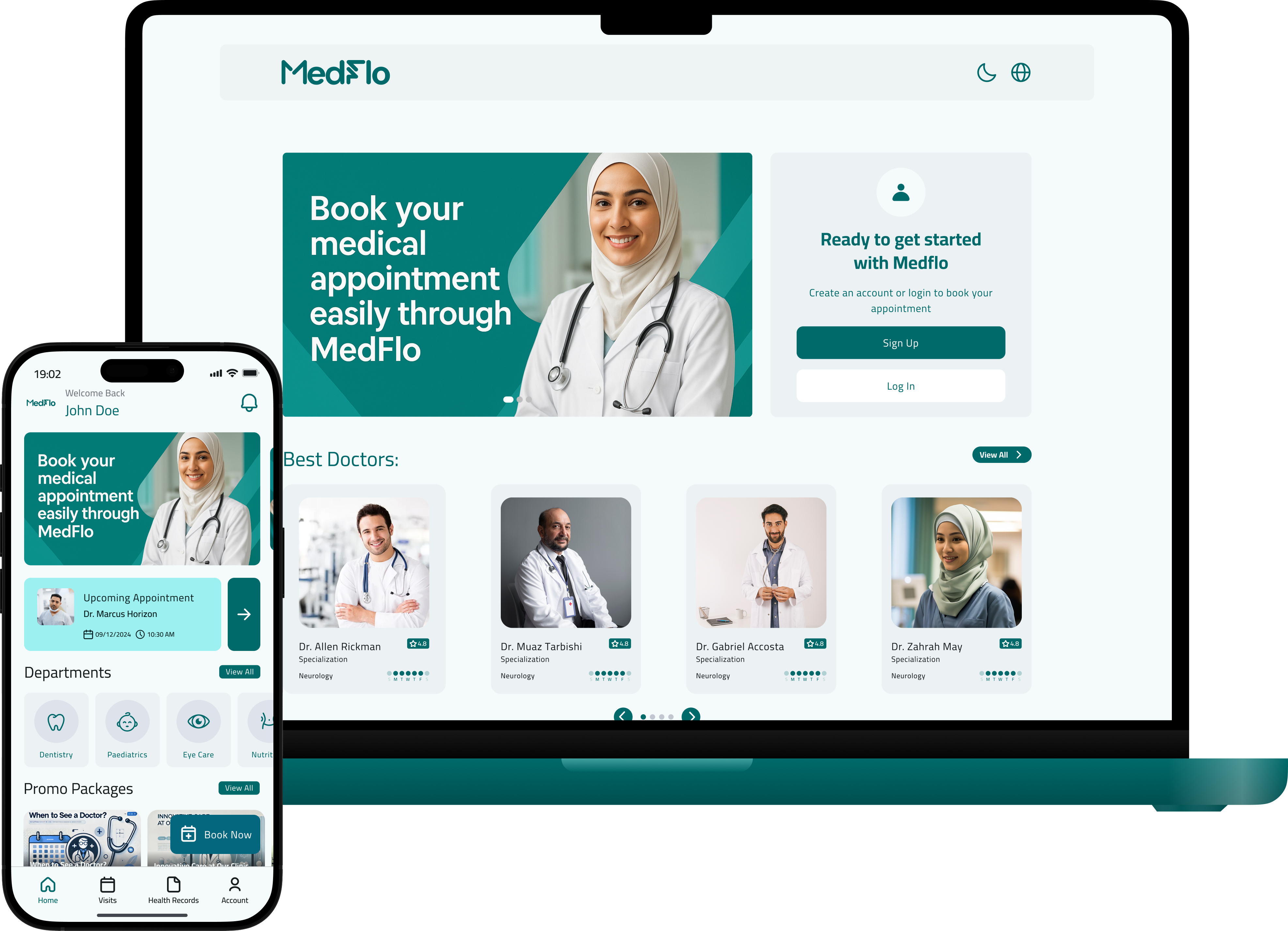 MedFlo product preview on desktop and mobile devices